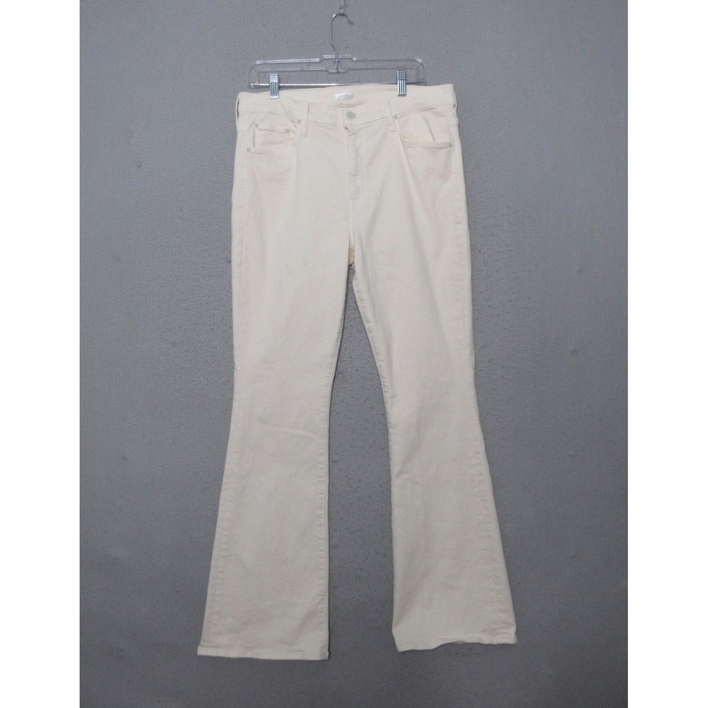 MOTHER Jeans 34 The Weekender Flare Eggnog Boho Minimalist Contemporary Designer